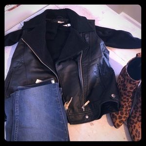 NWT Wild Pearl Faux Leather Moto Vest